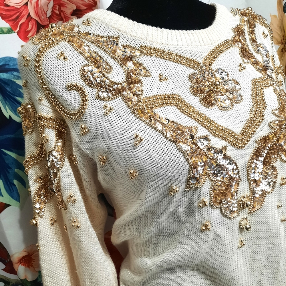 ~{Dana Scott}~ Vintage heavily embellished sweater.